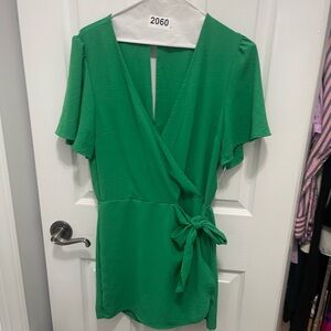 Green Women's Wrap Top